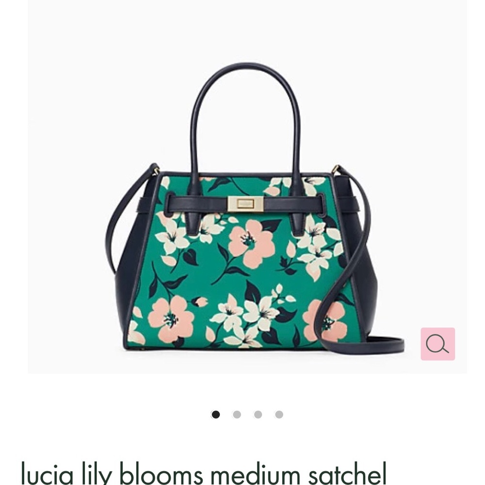 NWT Kate Spade Lucia Lily Blooms Medium Satchel/Bag in Green Floral